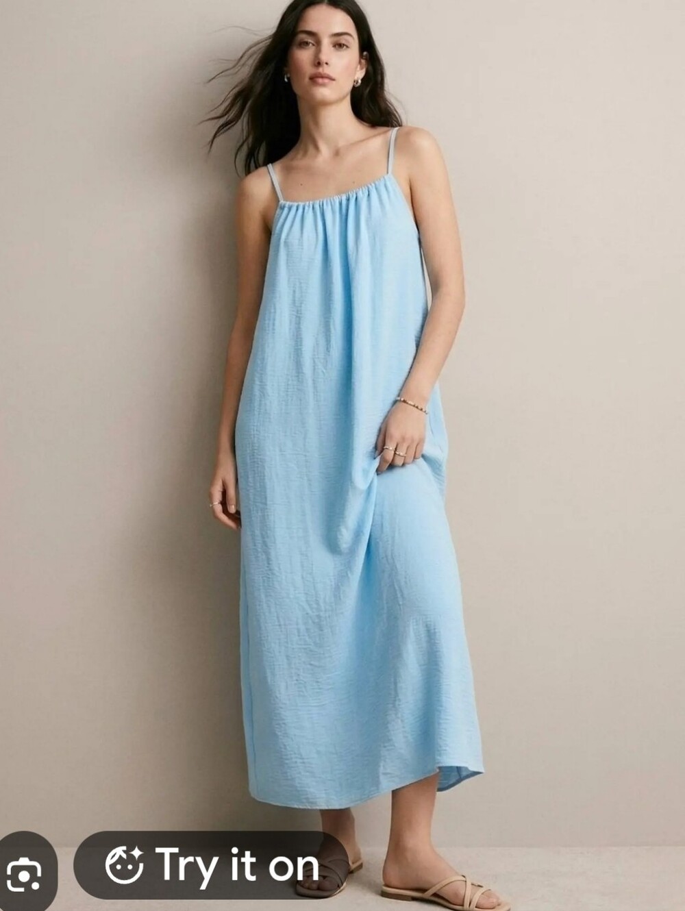 Womens Spaghetti Strap Maxi Dress Size Large Oversized Lightweight Beach NEW